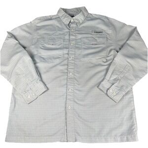 Habit Mens Fishing Shirt L Gray Plaid Vented Long Sleeve Outdoor UPF 40